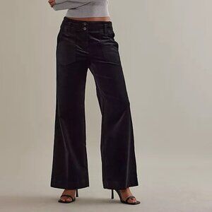 Maeve Anthropologie Black Velvet Cocktail Dress Wide Leg Trousers Naomi 16W Plus